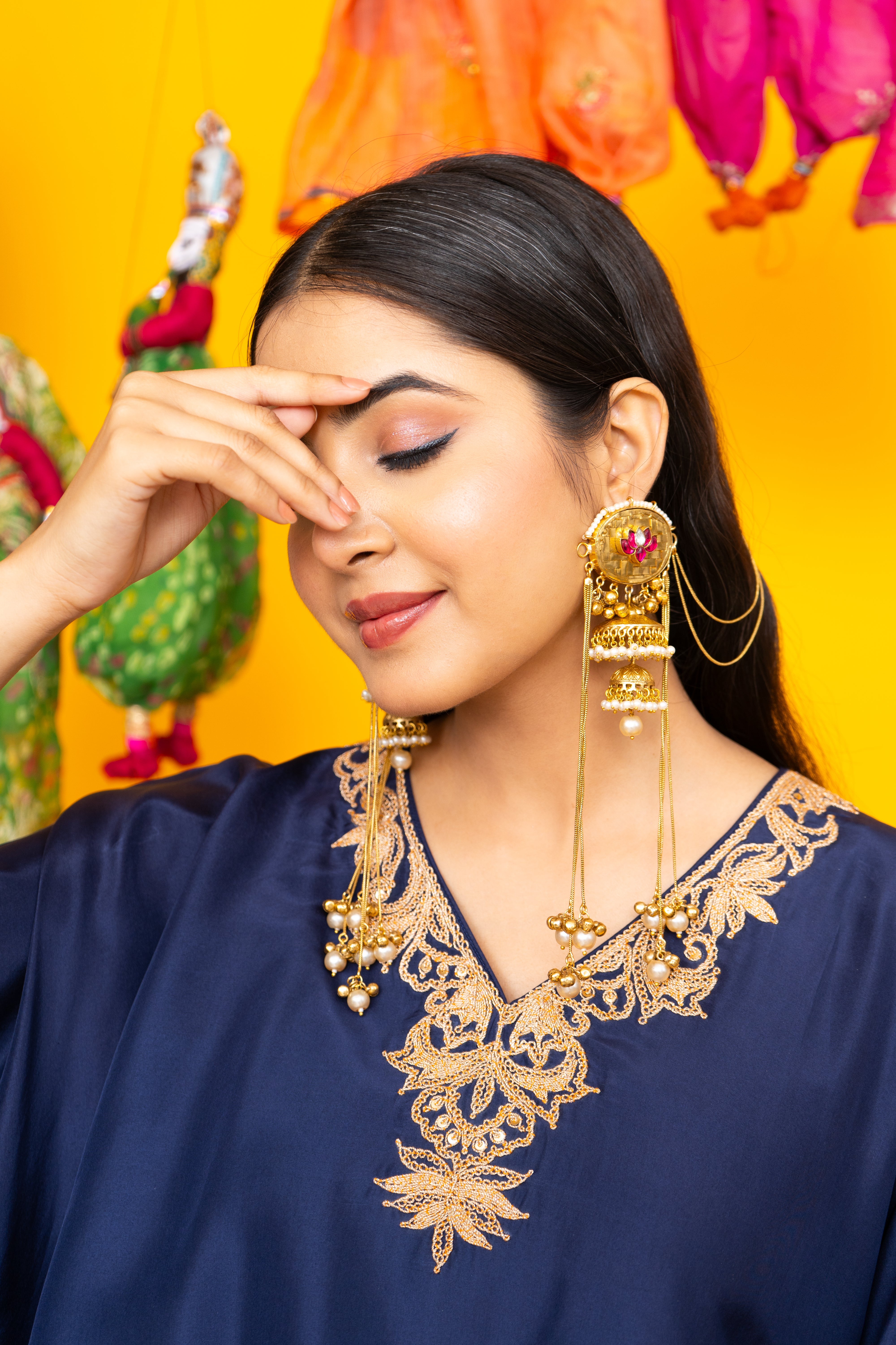 Razia Sultana - jhumka with Ear chain